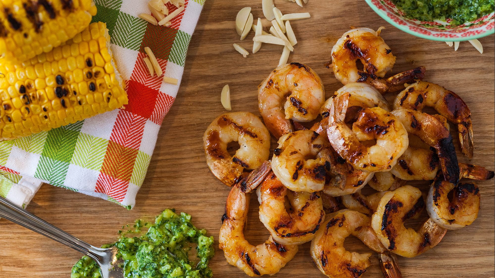 GRILLED SHRIMP WITH CORIANDER PESTO