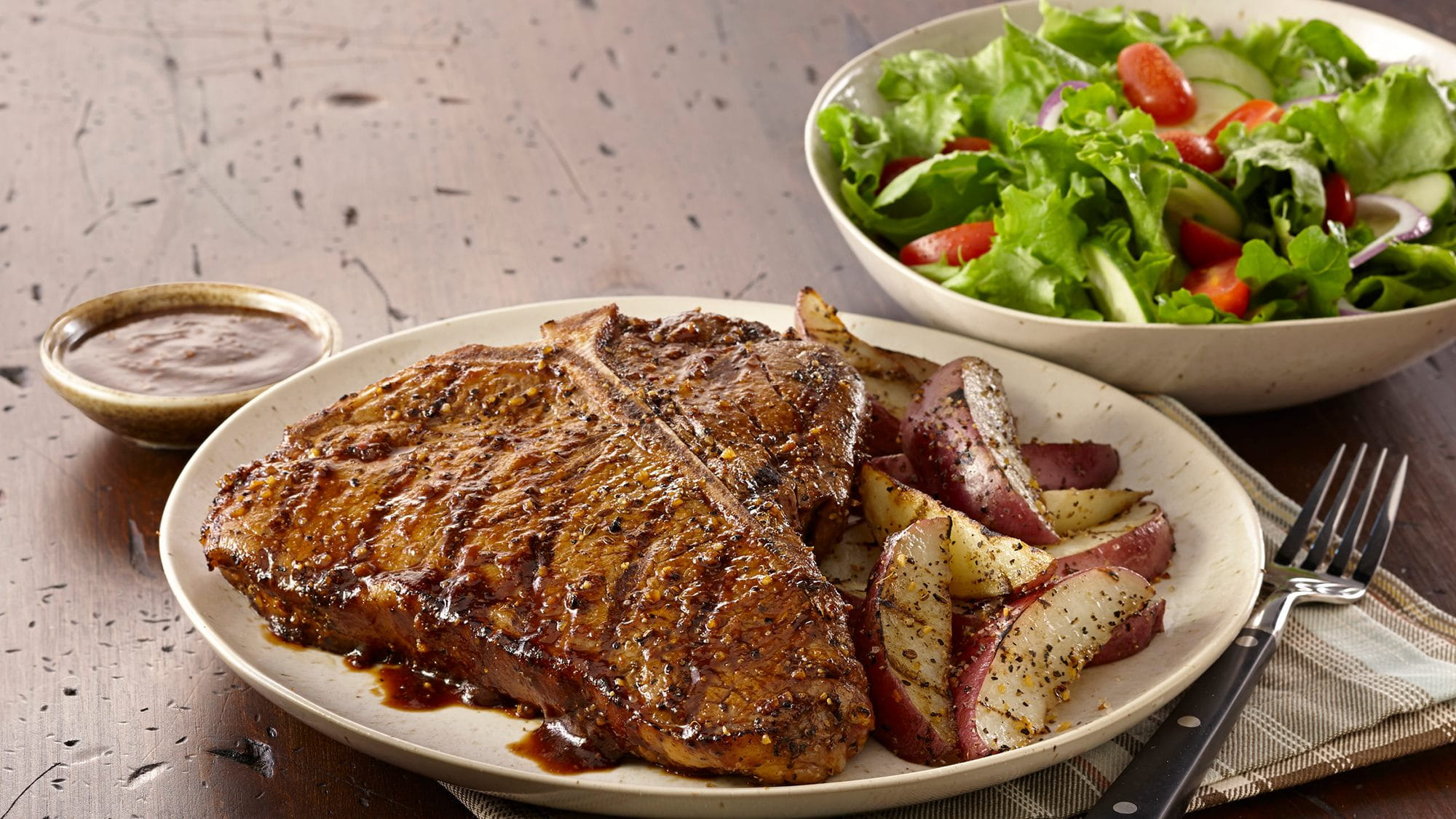 ULTIMATE MONTREAL STEAK WITH GRILLED POTATO WEDGES