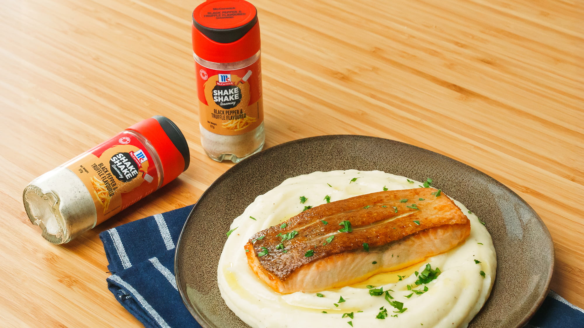 Salmon Steak with Truffle Mashed Potatoes