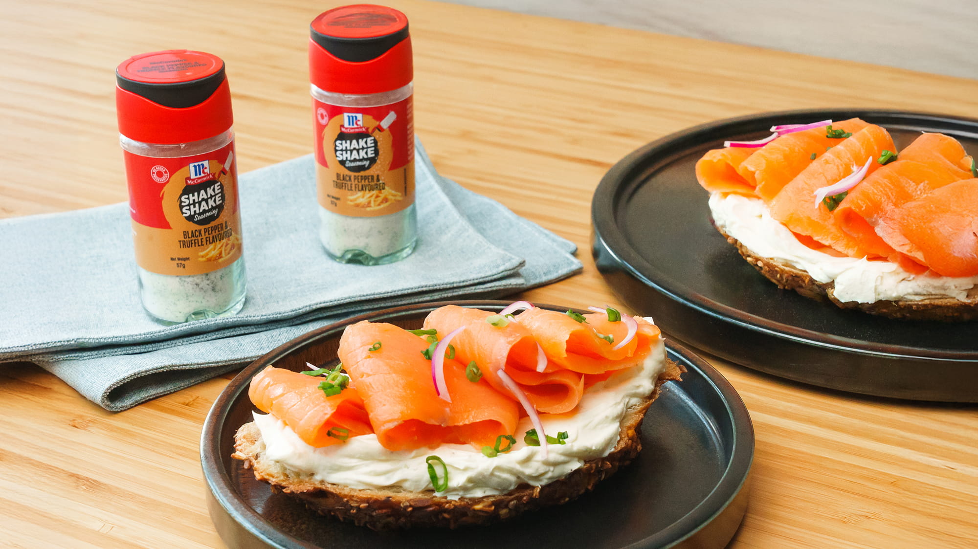 Truffle Cream Cheese and Smoked Salmon Opened Sandwiches